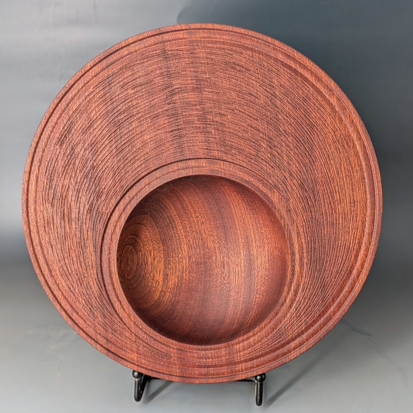 Hand-Carved Sapele Bowl | Off-Center Turning | 11"