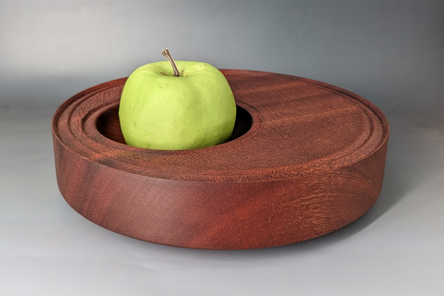 Hand-Carved Sapele Bowl | Off-Center Turning | 11"