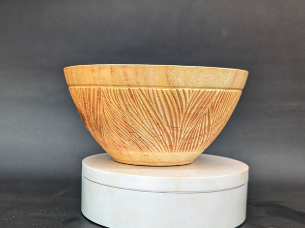 Hand-carved wet-turned maple bowl