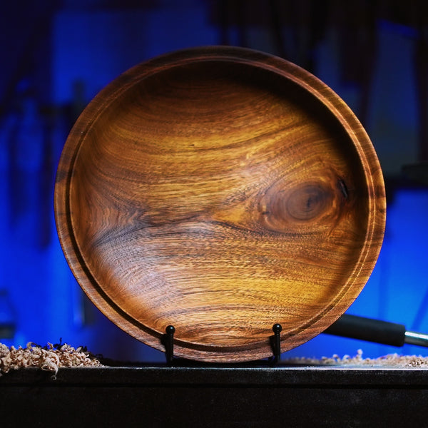 Stunning Black Acacia Bowl - 12", Handcrafted, Food-Safe Finish