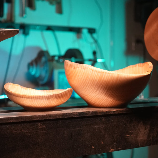 Curly Maple Bowl Nested Set- 12" x 6", Handcrafted, Food-Safe Finish