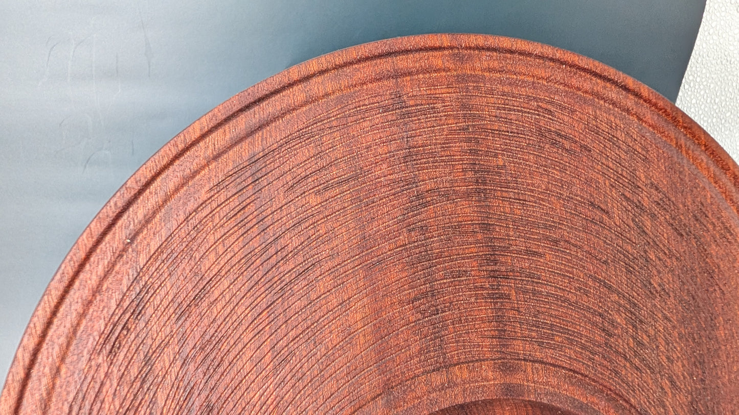 Hand-Carved Sapele Bowl | Off-Center Turning | 11"
